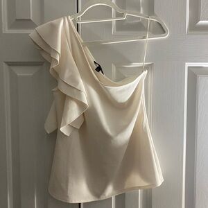 Elegant Cream One-Shoulder Ruffle Top